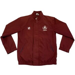💜 Vintage VATS Sherwood Soccer Team Jacket Windbreaker Maroon/Burgundy Size L